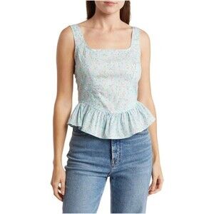 Elodie Floral Baby Doll Peplum Tank Women's Sz XL Bohemian Romantic Festival